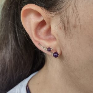 Amethyst Ear Climbers – right ear